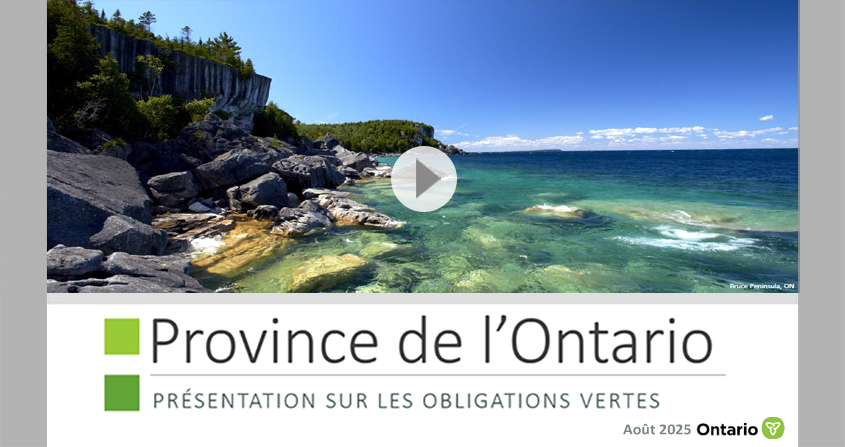 Présentation sur les obligations vertes de la province de l'Ontario