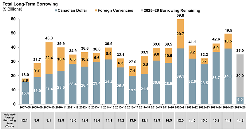 Domestic and International Borrowing Total Long-Term Borrowing ($ Billions)